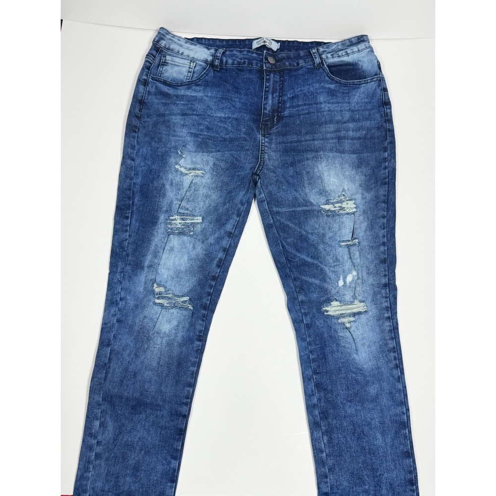 Crazy Train Skinny‎ Jeans Womens 13/31 Blue Acid Wash Denim Whiskered Distressed